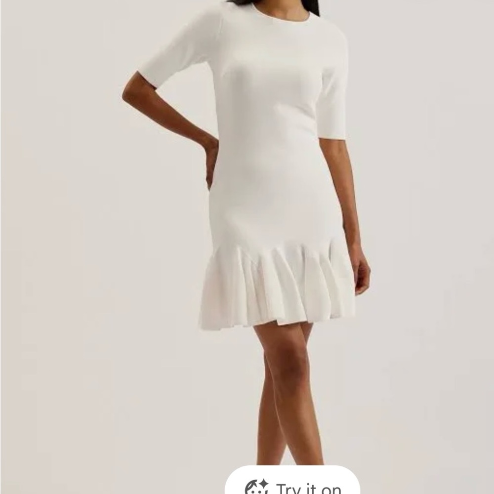 Ted Baker Pleated Hem Knitted Bodycon Mini Dress